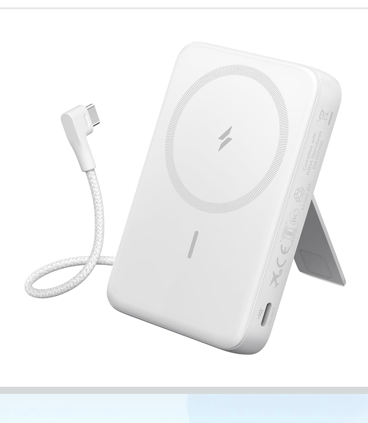 Anker 10,000 mAh portable power bank with built-in USB-C cable and kickstand